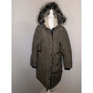 Stoic insulated outdoor winter warm down parka olive green coat med